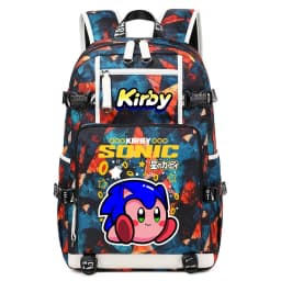 Kirby Cartoon Print Student Backpack Large Capacity Travel School Bag for Kids Teens