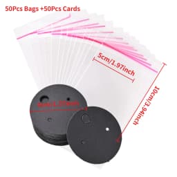 50Pcs Kraft Paper Card with 50Pcs Self-Adhesive Bags Blank Cardboard Holder Tags For Long Drop Earring Jewelry Display Packaging