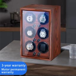 Mechanical Automatic Watch Winder Luxury Wood Watch Box Battery Installable With LED Light And Lid Sensor Watches Storage Box