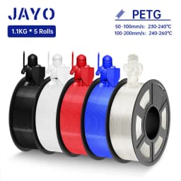 JAYO 5Rolls PETG Filament 1.75MM 1.1KG/Roll 3D Printer Filament PETG High Toughness for FDM 3D Printing Material