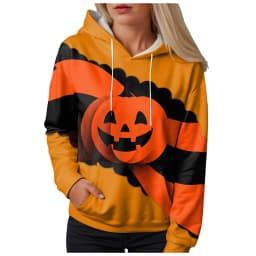 Jack O Lantern Sweater Women'S Sweatshirt Halloween Graphic Hoodies Casual Long Sleeve Loose Pullover Tops With 할로윈 후드티 여성