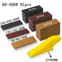 Micro Detail Sander Paper Kit 71-131Pcs Wet Dry Sandpaper Assorted Grit 3.5”x 1”Hand Sanding Block with Hook and Loop Sanding