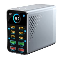 USB Type C GaN Charger Ai Display 10 in 1 Desktop Power Station Fast PD Charge For iPhone 17 Pro Max MacBook Air