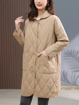 Thin Cotton Jacket Women's Mid-Length Lightweight Winter Coat Padded Outerwear Mom's Fashionable Spring Autumn Jacket