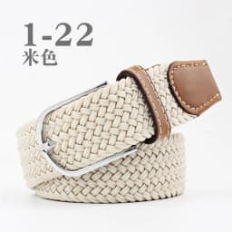 3.3x107cm Solid Color Elastic Braided Belt Casual Men's Women's Belt Stretch Canvas Pin Buckle Waistband