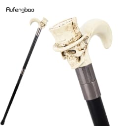 White Love Hat Skull Head Long Handle Walking Cane Fashion Cane Decorative Cane Halloween for Cosplay Parties Walking Stick 93cm