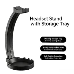 Headphone Stand With Storage Tray Desktop Headset Holder Hook For Earphones Cable Organizer Desk Storage Rack Gaming Headphones