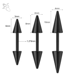 ZS 1PC 16G Long Spike Bridge Piercing Stainless Steel Eyebrow Ring Curved Barbell Cartilage Earring Punk Cone Labret Piercing