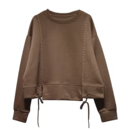 [EAM] Black Topstitched Big Size Casual Sweatshirt New Round Neck Long Sleeve Women Fashion Tide Spring Autumn 2026 1DK0315