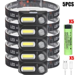 1-4PCS Strong Light Outdoor Head Lamp Cobled Multi Function Headlight USB Charging Head Mounted Flashlight Outdoor Night Fishing