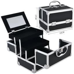 Makeup Case Handheld Aluminum Alloy Storage Box Large Capacity With Mirror Professional Makeup Artist Portable Makeup Toolbox