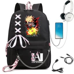 My Hero Academia Anime Print Student Backpack with Webbing Straps Girls School Bag Lightweight Casual Daypack