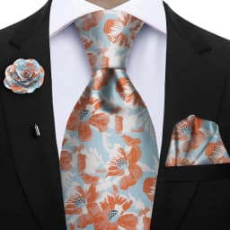 Peacock Blue Floral Print 2-Piece Tie & Pocket Square Set for Men Wedding Business Casual Stylish Accessories