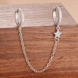 Stainless Steel Gold Color Chain Dangle Drop Earrings for Women Zirconia Pendant Clip Earring Vacation Party Jewelry Accessories