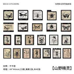 46pcs Vintage Mini Box Stickers for DIY Scrapbooking Journaling Collage Photo Album Sealing Decorative Stationery