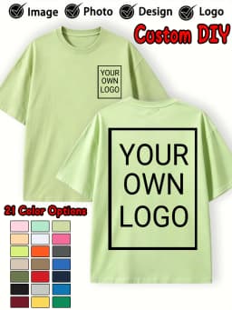 Double Sided Custom Logo T-Shirt Summer Y2K Loose Cotton Short Sleeves Crewneck Casual T Shirts Team Company Women's Tops