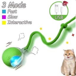 Dog Cat Interactive Ball Toy Automatic Rolling Ball Faux Tail Rechargeable Smart Pet Electric Toy Dog Cat Training Imitate Mouse