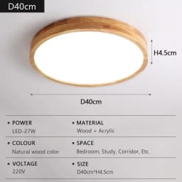 Nordic Solid Wood LED Round Ultra-thin Ceiling Lamp Ideal for Indoor Decoration in Kitchen Living Room Bedroom Home Lighting
