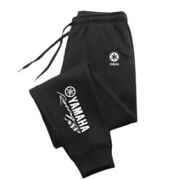 Yamaha logo letter printed multifunctional drawstring casual pants for men, loose straight leg sports pants