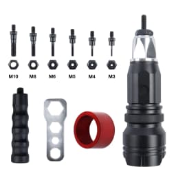 Labor-Saving Electric Rivet Nut Tool Plug-in Nut Quick Riveting Compatible with Cordless Drill for DIY Household with 6 Mandrels