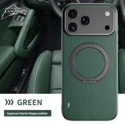 Magnetic Leather for Magsafe Case for iPhone 18 17 Pro Max Air 17Pro 18Pro Ring Luxury Lens Protection Holder Phone Back Cover