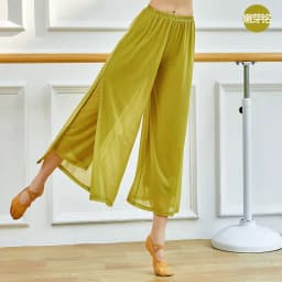 Straight Leg Pants Women'S Lightweight Chiffon High Elastic Waist Trousers Slit Wedding Cocktail Culottes Women'S Pants W47