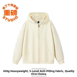 Pure Cotton Fleece Lined Hoodie Jacket Deep Blue Zipper Closure Sweatshirt Outerwear for Men And Women Autumn Winter Casual Wear