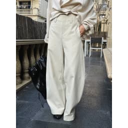 Old Money Style Scimitar Silhouette Pant Loose Fit High Waist Slimming Commuter Trousers For Women