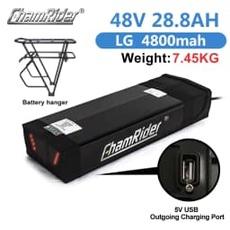 ChamRider Rack Rear Battery 48V EBike Battery Model B 21700 Lithium Battery 50A BMS Powerful Capacity Electric Bike Battery