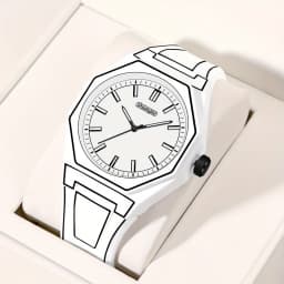 Fashionable Men's Simple Watch Date Function Preppy Style Quartz Wrist Watch - Silicone Strap,(Gift box does not include)