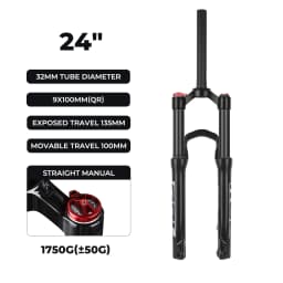 BOLANY Suspension Fork Mountain Bicycle 20/24 Inch Disc Brake Straight Tube Travel 100mm MTB Air Fork For Bicycle Accessoires