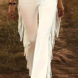 2026 Spring Casual Solid Slim Straight Pants Woman High Waist Tassel Flare Trousers Autumn Retro Streetwear Pants Harajuku Mujer