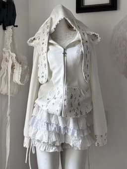 NiceMix Cutecore Jirai Kei Cat Ear Cute Oversized Hoodie Women Y2k Kawaii Zip Up Harajuku Худи Кофта