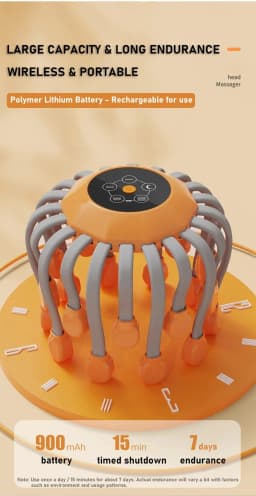 20 Massage Heads Orange Scalp Massager - Red Light Vibrating Octopus Scratcher for Relaxation, Stress Relief
