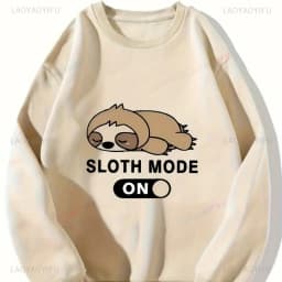 Womens Sloth Graphic Sweatshirt Lightweight Comfortable Casual Round Neck Long Sleeve Pullover Trendy Sportswear Thermal Hoodie