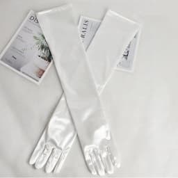 3 Lengths 23 cm 38 cm 55 cn Solid Black White Satin Gloves Women Elegant Etiquette Evening Bride Dress Wedding Opera Elbow Glove