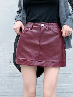 Wine Red PU Leather Mini Skirt Women Spring High Waist Slim A-Line Hot Girl Skirt Ins Spicy Burgundy Party Skirts Y2k Clothing