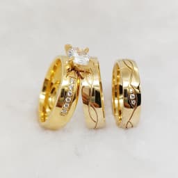 3pcs Wedding Engagement Rings Sets For Men and Women Bridal Lover Alliances 24k Gold Plated Jewery Marriage Couples Ring