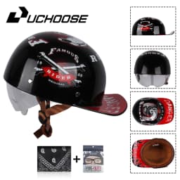 Uchoose Summer Motorcycle Casque DS Baseball Cap Helmet Retro Helmets Vintage Open Face Scooter Cruiser Chopper Gangster