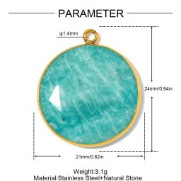 3pcs/Lot Stainless Steel Round Red Agate DIY Earring Charms Amethyst Natural Stone Necklace Pendants Woman Waterdrop Jewelry