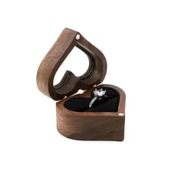 Classical Heart Shape Wedding Ceremony Ring Box Walnut Wood Jewelry Boxes Proposed Wedding Jewellery Storage Organizer Ring Box