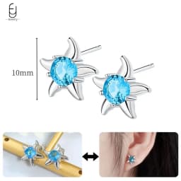 925 Sterling Silver Needle Exquisite Turquoise Silver Earrings for Women Blue Crystal Geometry Pendant Earrings Luxury Jewelry