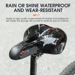 WEST BIKING Bicycle Saddle with Taillight Breathable Shock Absorption Waterproof PU Leather Bike Seat Cushion for MTB Road Bike
