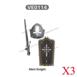 Medieval Military Castle Black Hawk Knight Building Blocks Gothic Cavalry Armor Shield Axe Soldier Figure Accessories Bricks Toy
