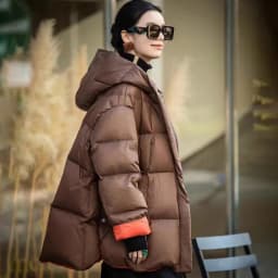 Schinteon Women Down Jacket Casual Loose Over Size Warm Autumn Winter Outwear White Duck Down with Hood Fashion Maternity Coat
