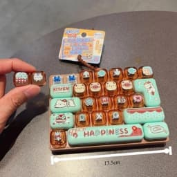 Candy Color Fidget Keycap Clicker Keychain Cute 26 Keys Stress Relief Keyboard Toy Bag Pendant Cartoon Fidget Key Ring