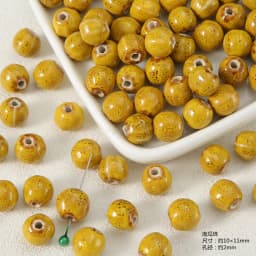 Exclusive Hand-painted Yellow Ceramic Straight Hole Bead Jewelry For Summer