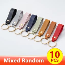 1/100pcs 8Color PU Leather Keychain Business Gift Suitable for Men and Women Car Key Strap Waist Wallet Keychains and Keyrings
