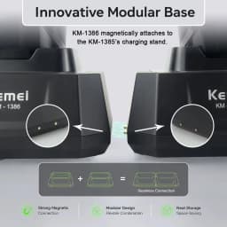 KEMEI 1386/1385 Professional Hair Clipper – Designed for Barbershops and Salons; Features Zero-Gap Blade for Fading, Detailed Styling, and Anti-Snag Performance