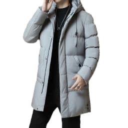Autumn Winter Mid-Long Fleece Padded Jacket Men's Windproof Warm Coat